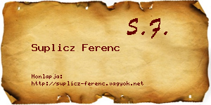 Suplicz Ferenc névjegykártya