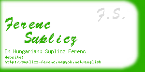 ferenc suplicz business card